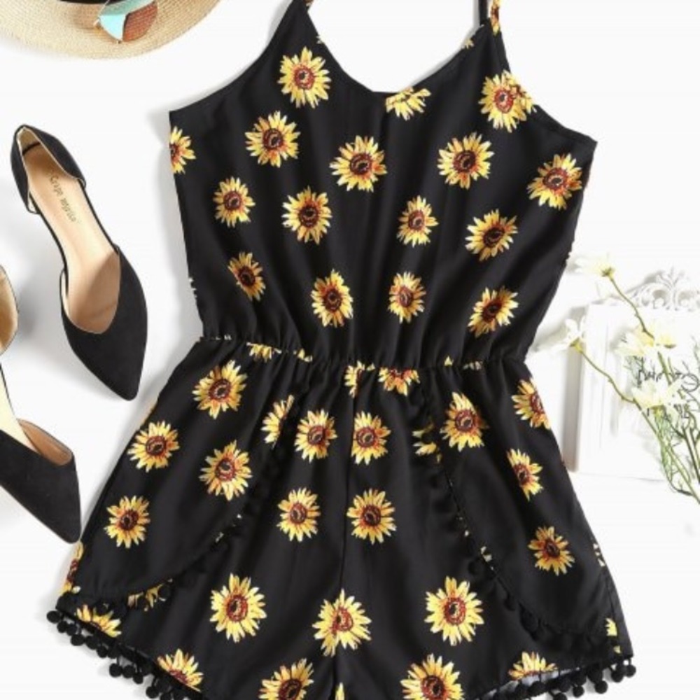 Black Sunflower Romper